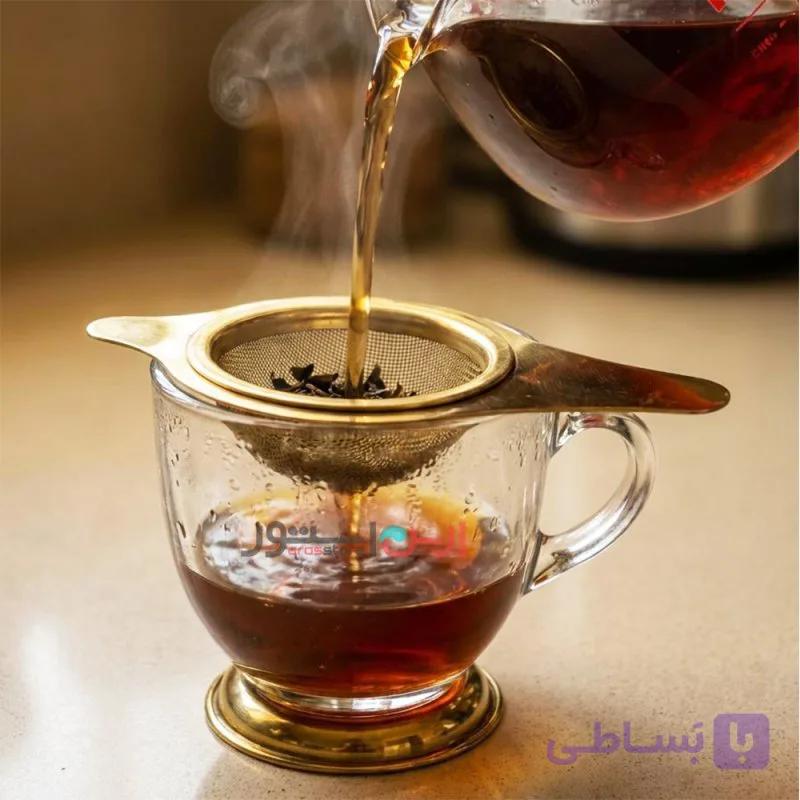 صافی چایی استند دار تمام استیل نقره ای و طلایی