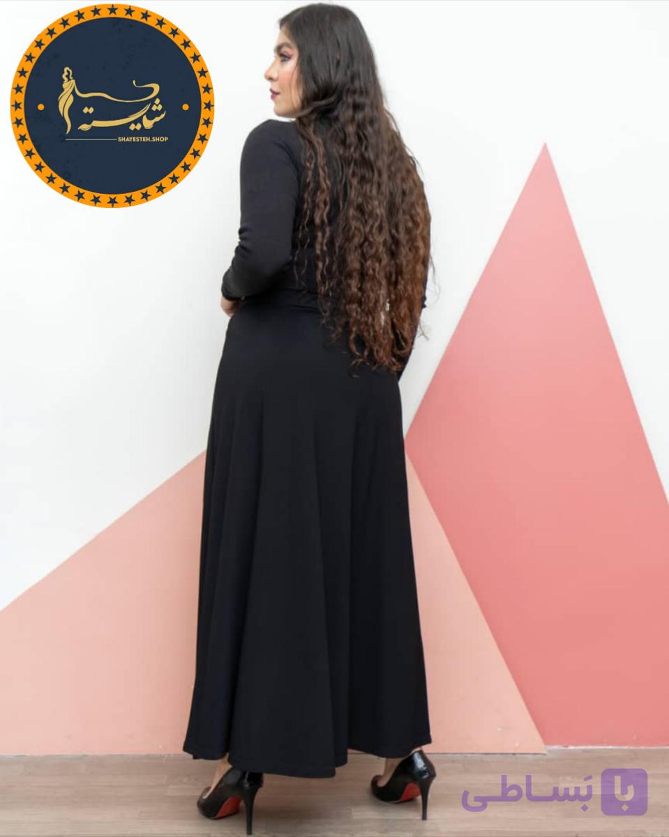 دامن زنانه کلوش بلند مشکی دارای سایزبندی