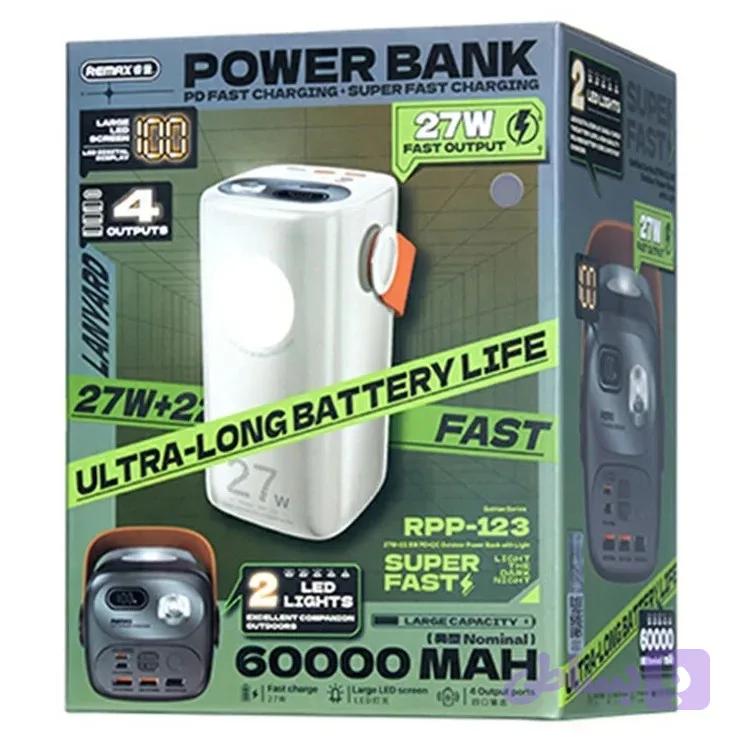پاوربانک ریمکس مدل Fast Charge 27W Gutitan ظرفیت 60000 میلی آمپر ساعت