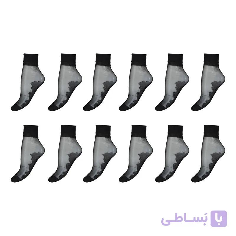 جوراب ساق کوتاه زنانه حدیث مدل شیشه ای کفی دار بسته 12 عددی