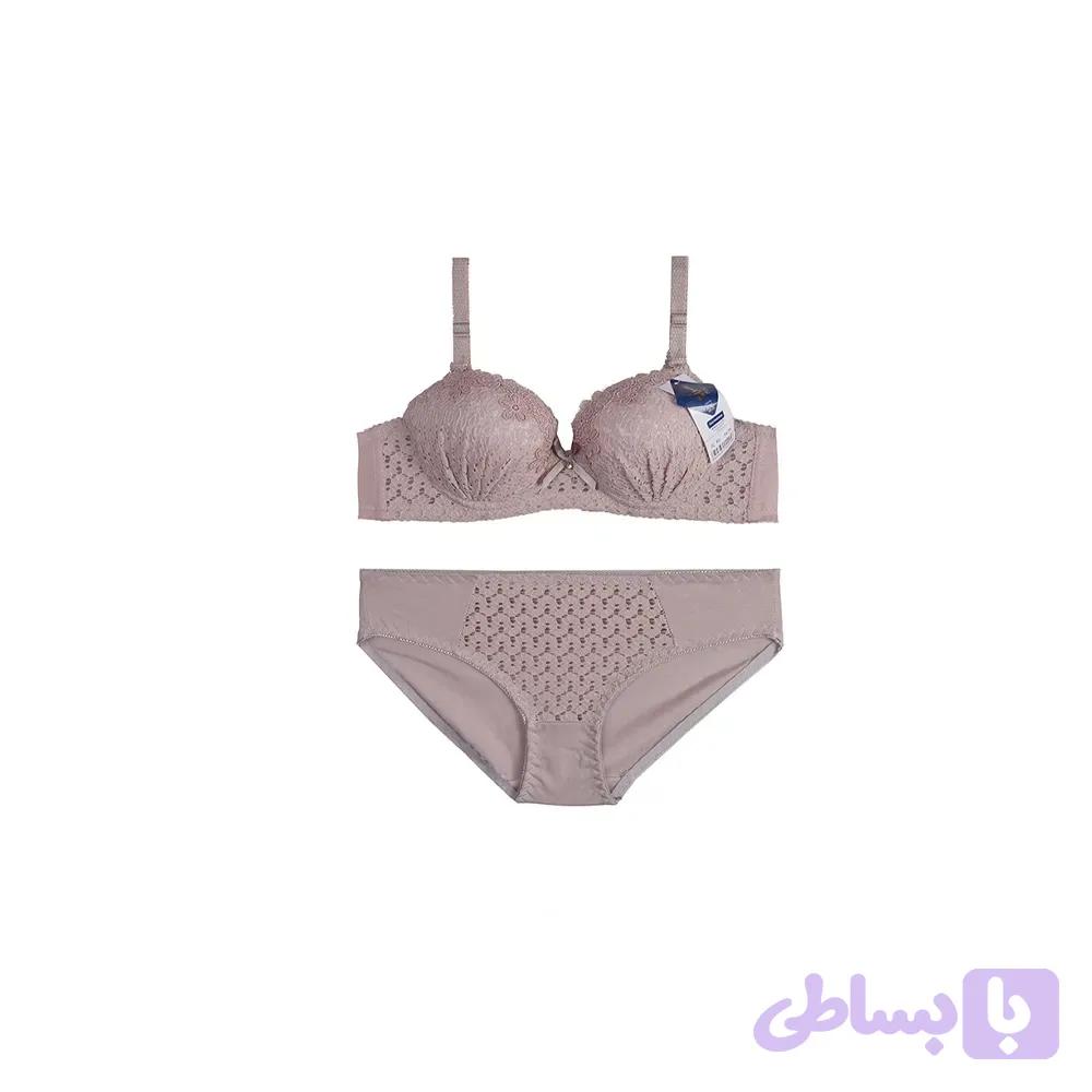 ست شورت و سوتین اسفنجی فنردار گیپور لبه گلدار