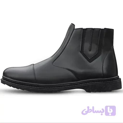 کفش نیم بوت مردانه چرم زیپی مدل اسپین رنگ مشکی سایز 40 تا 44