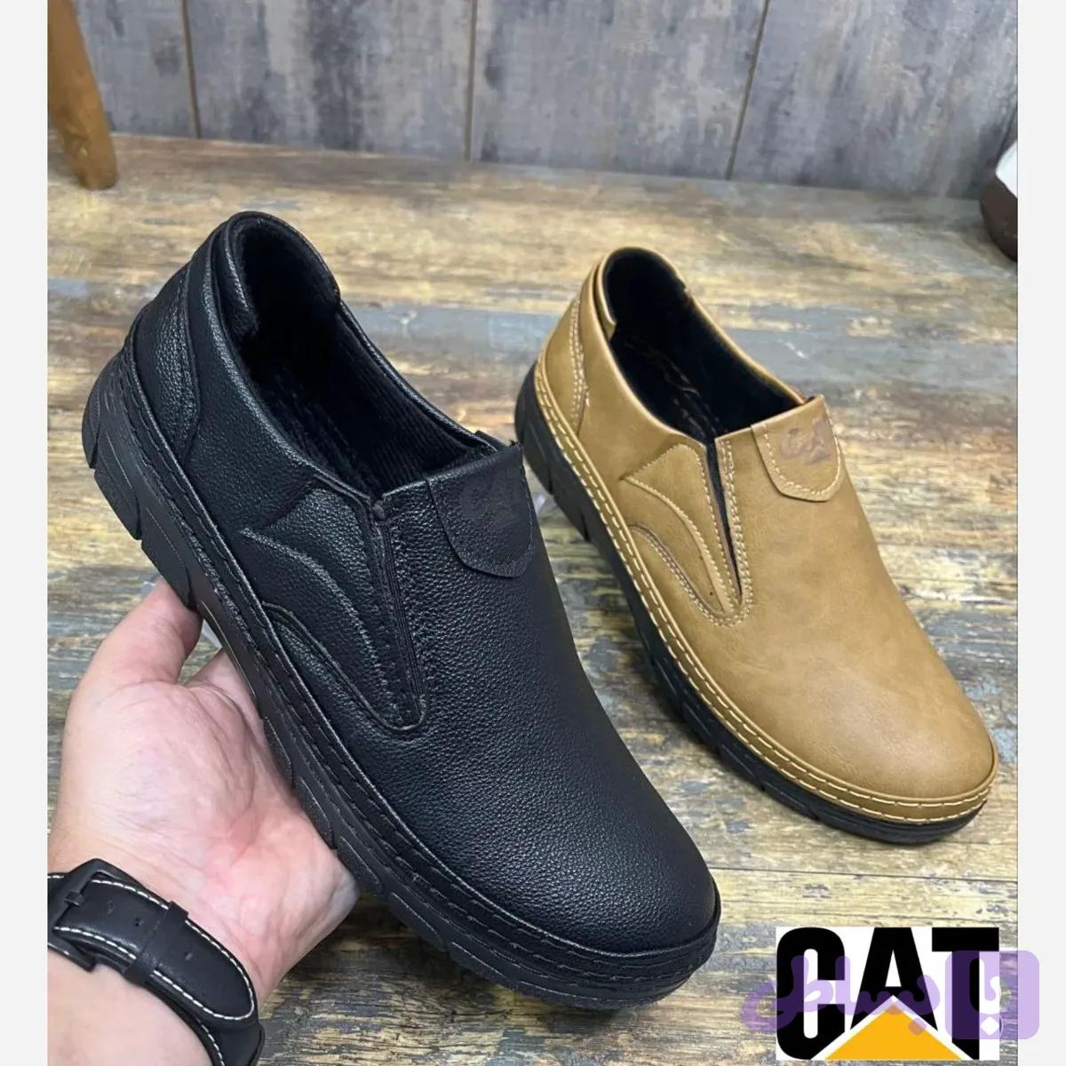 کفش طبی مردانه مدل CAT چرم دوردوخت با زیره پلیمری بادوام و سبک