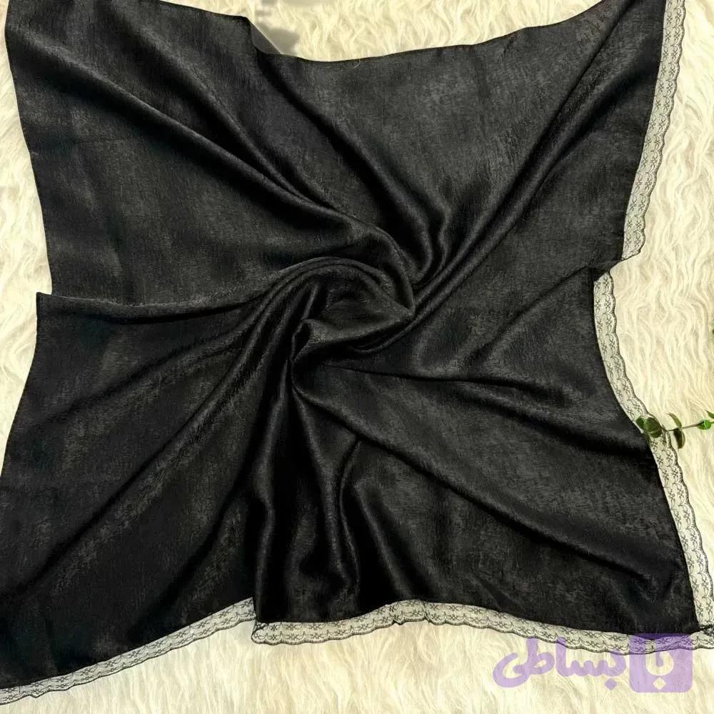 مینی اسکارف اسلپ مشکی نخی قواره 70 در 70 مناسب روزمره