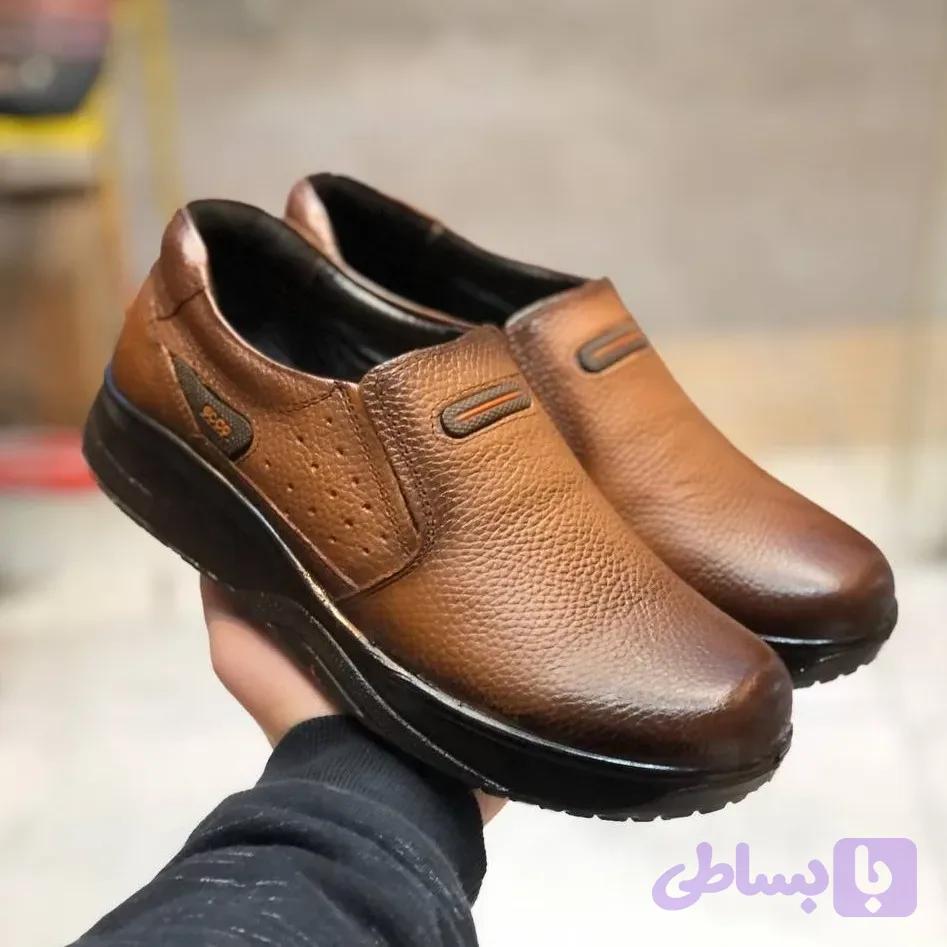 کفش چرم طبی مردانه مدل جانسون عسلی سایز 40 تا 44