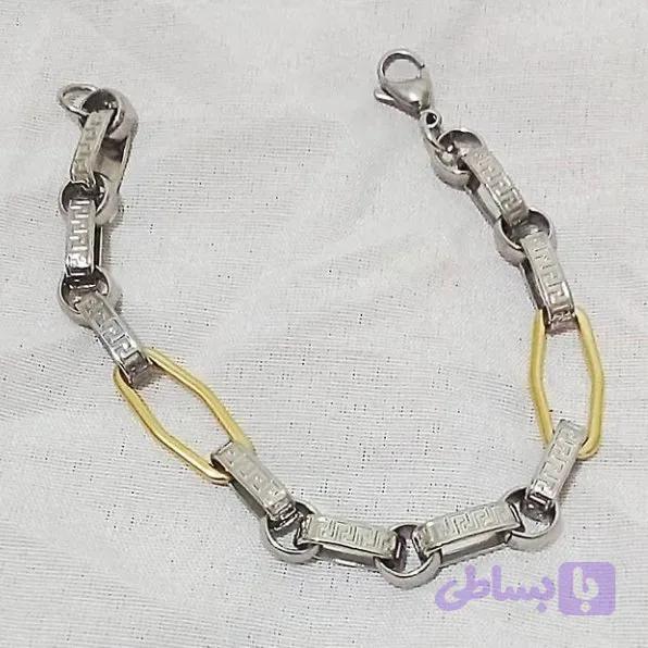 دستبند اسپرت استیل طرح ورساچی رنگ نقره ای ضد حساسیت