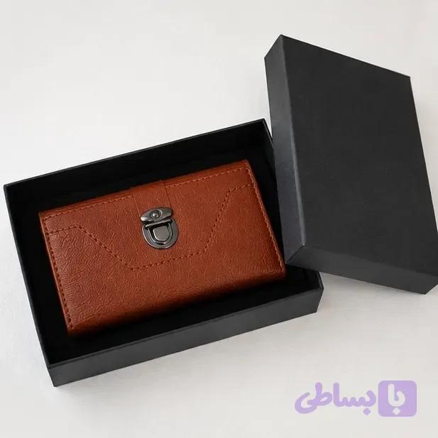 کیف پول موبایل سه لت هوشمند با قفل ناخنی و جعبه هدیه هاردباکس