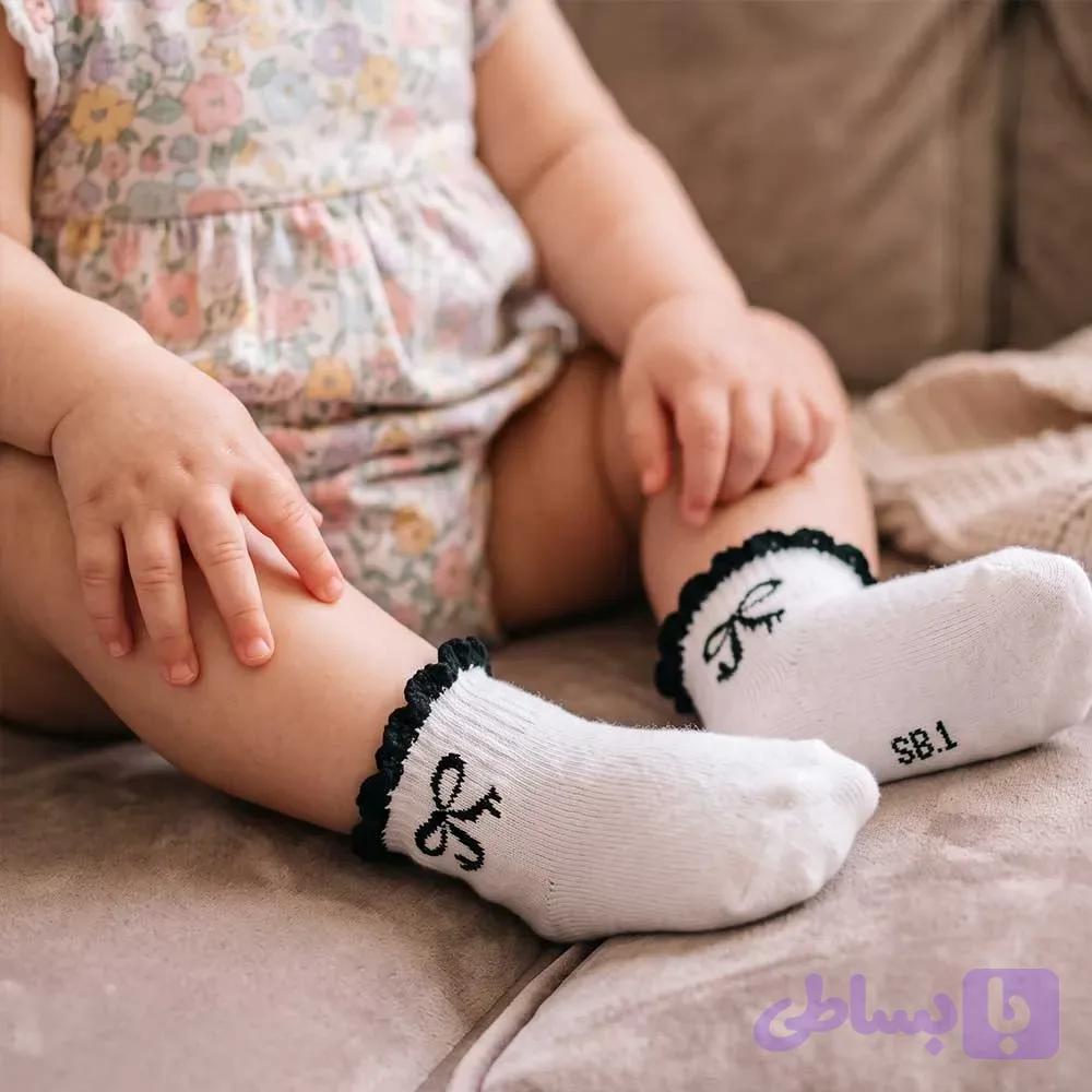 جوراب دخترانه پاپیونی پنبه ای ایرانی