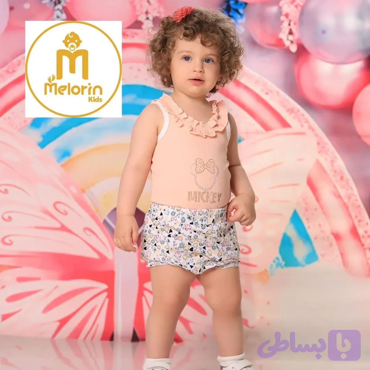 ست رکابی و شورت نوزادی میکی موس صورتی پنبه یکرو سایز 1 تا 4