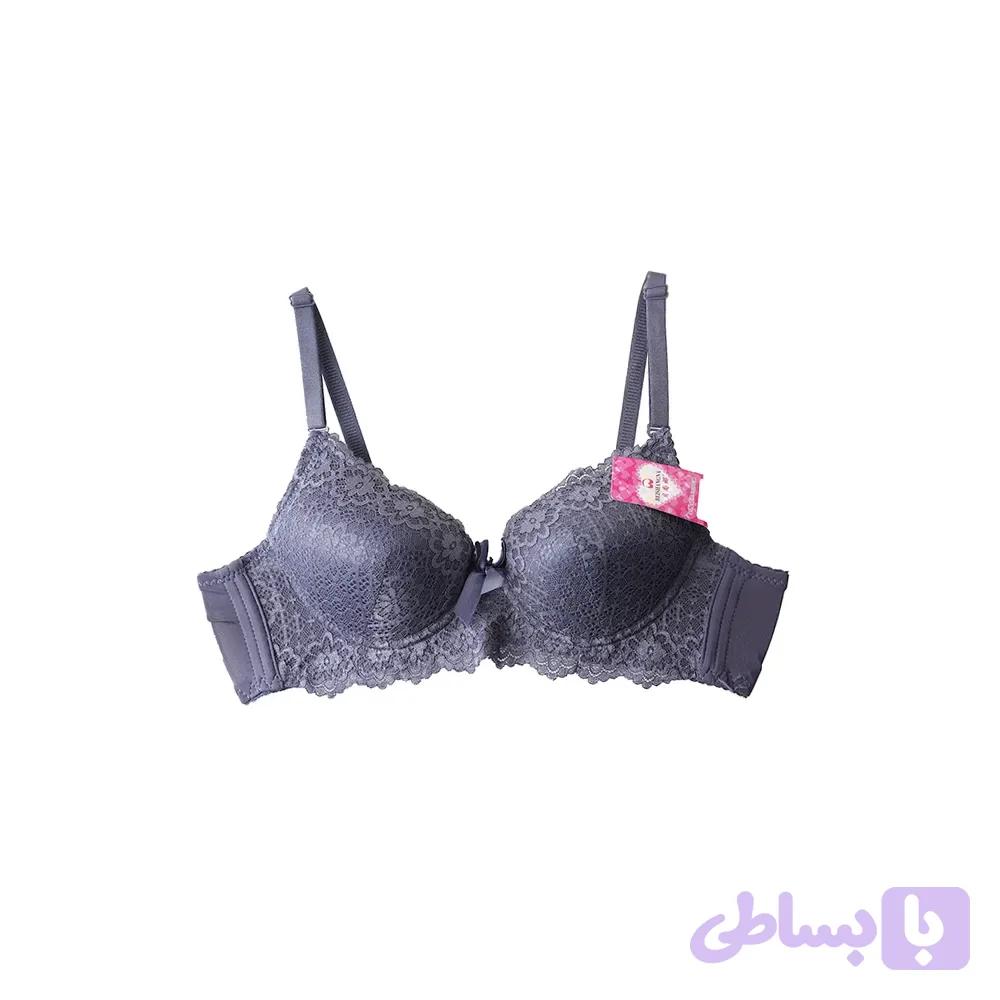 سوتین اسفنجی فنردار دانتل لبه گلدار نیم جک