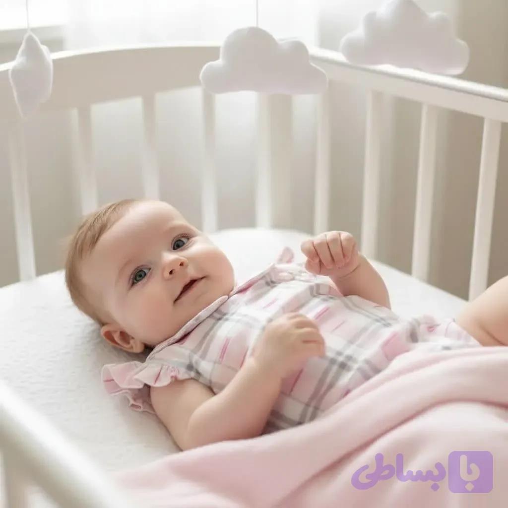 رامپر نوزادی دخترانه صورتی چهارخونه صدفی مجلسی سایز 3 تا 18 ماه