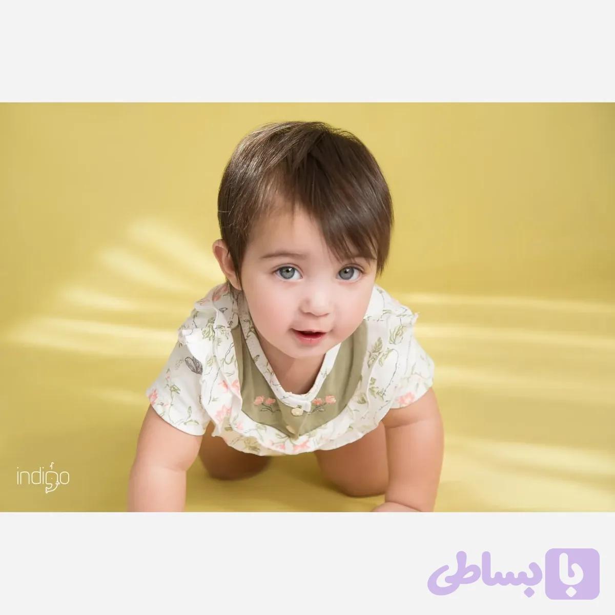ست لباس نوزادی پنبه طرح گنجشک بلوز آستین کوتاه و شلوار