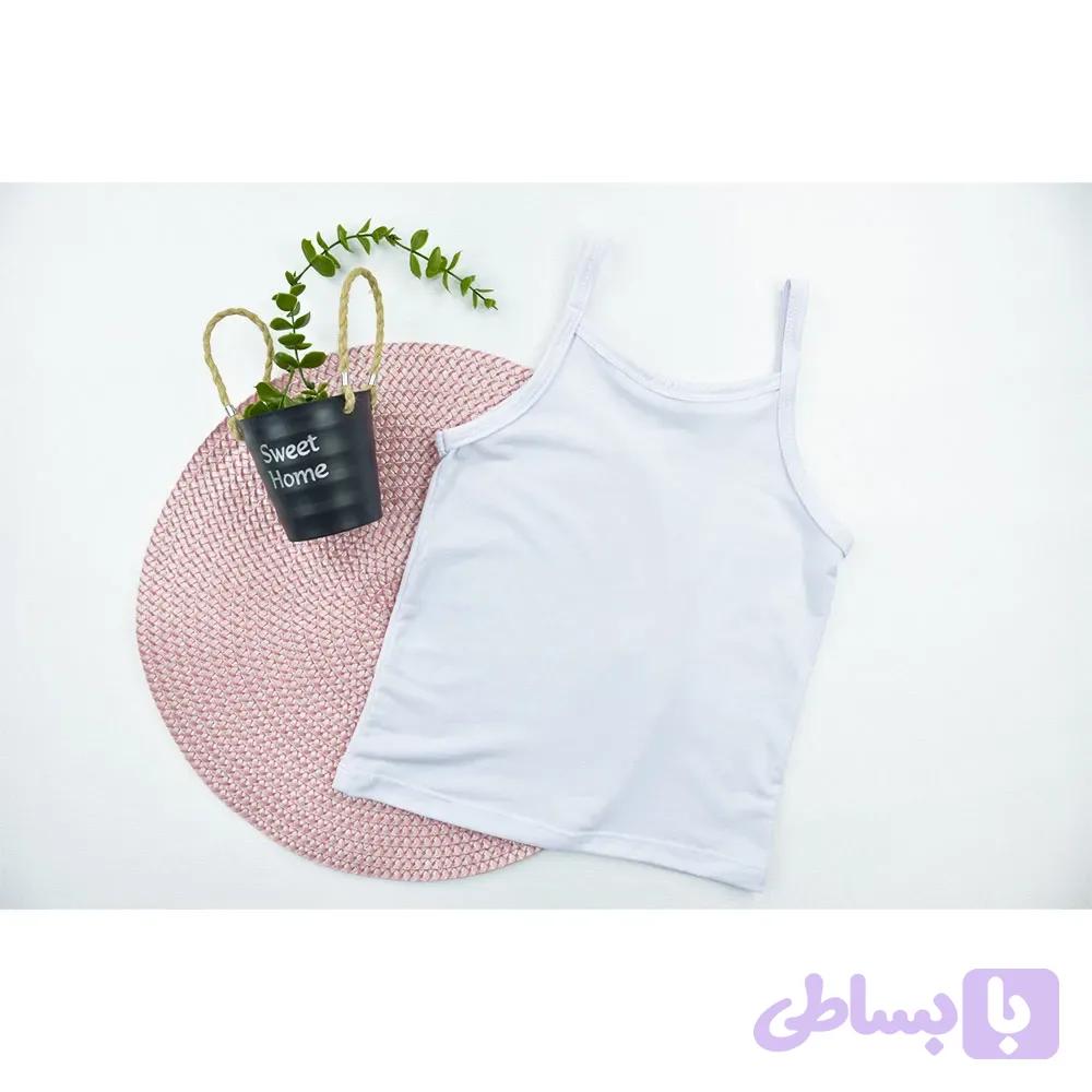 تاپ بندی دخترانه سفید پنبه ای
