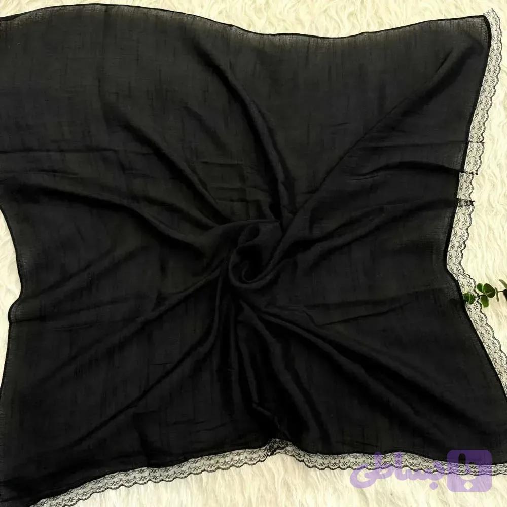 مینی اسکارف اسلپ مشکی نخی قواره 70 در 70 مناسب روزمره