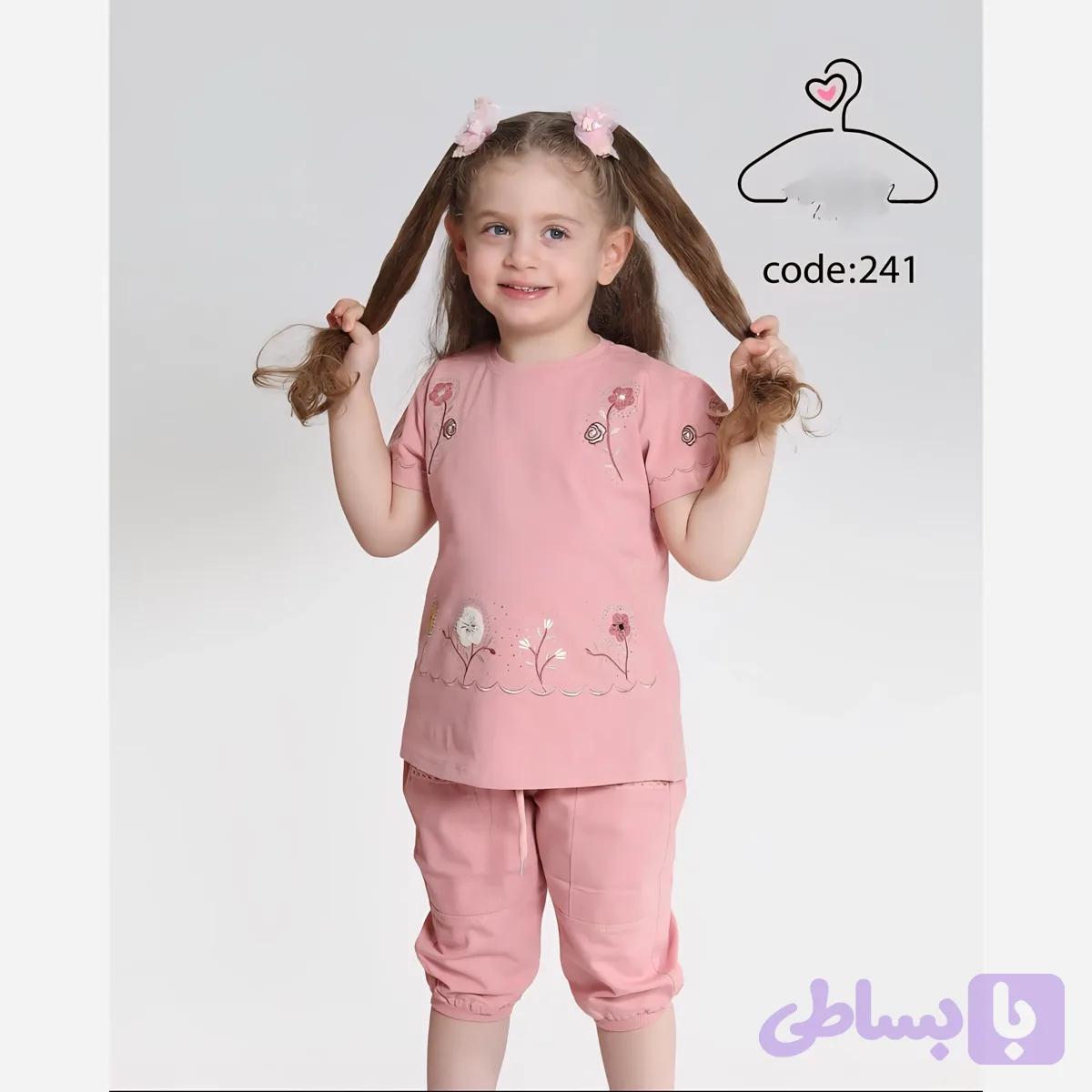 ست تاپ و شلوارک دخترانه جنس بلوز پنبه لاکرا و شلوارک کتان سایز 40 تا 55