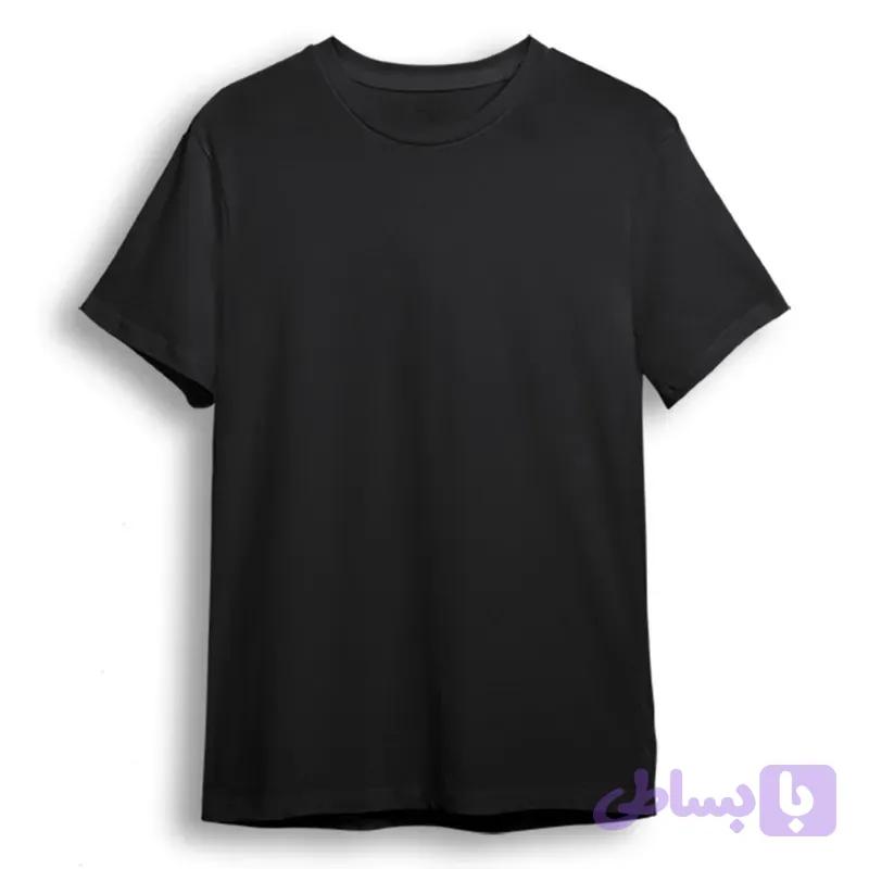 تی شرت آستین کوتاه مردانه مدل Sample کد K00 رنگ مشکی جنس پنبه و نخ یقه گرد طرح ساده