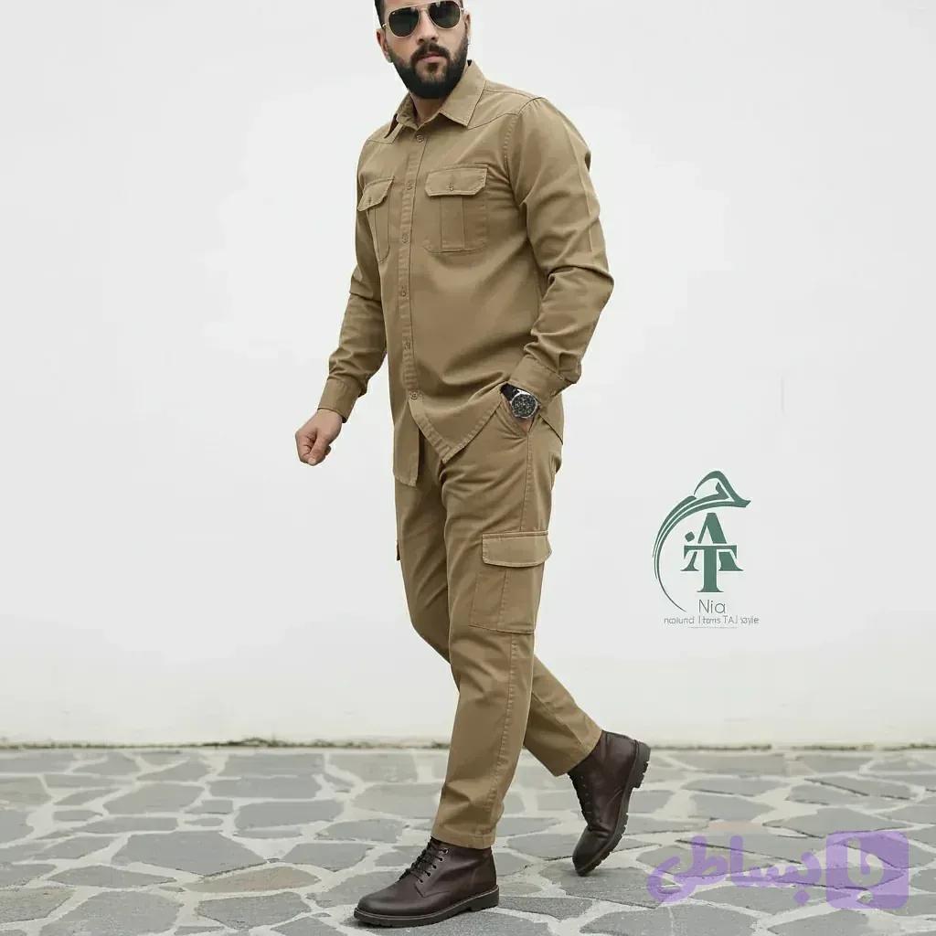 ست پیراهن و شلوار کتان مردانه مدل یاشیل رنگ مشکی