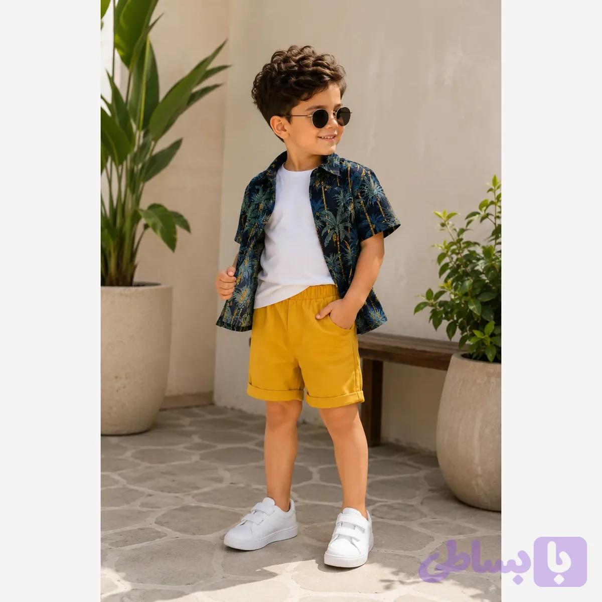 شومیز و شلوارک پسرانه تابستانی سایز 2 تا 5 سال