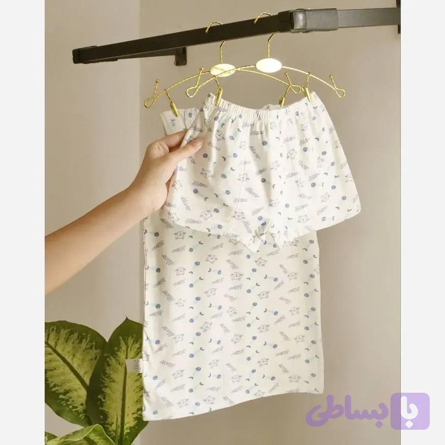 ست رکابی و شورت بچگانه طرح پیشی و ماهی جنس پنبه مناسب 2 تا 10 سال