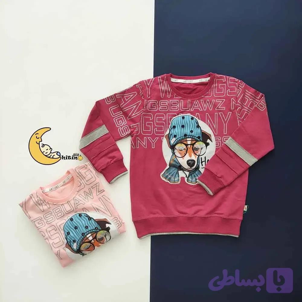 ست بلوز و شلوار دخترانه طرح سگ عینکی جنس دورس دو نخ پنبه سایز 50 تا 60