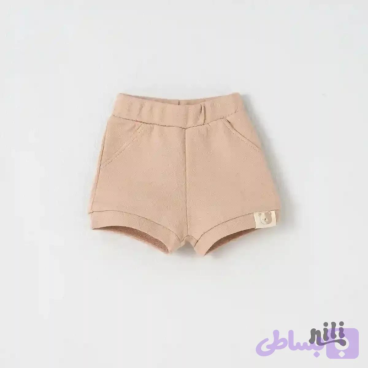شورت نیم پا نخی طرح خرس کارامل ضد حساسیت
