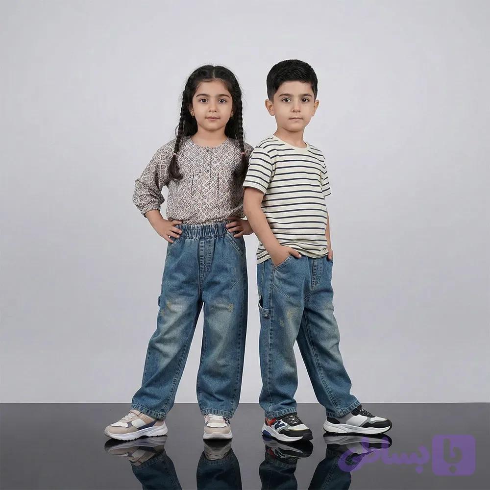شلوار جین بگ آبی تیره بچه گانه 2 تا 7 سال