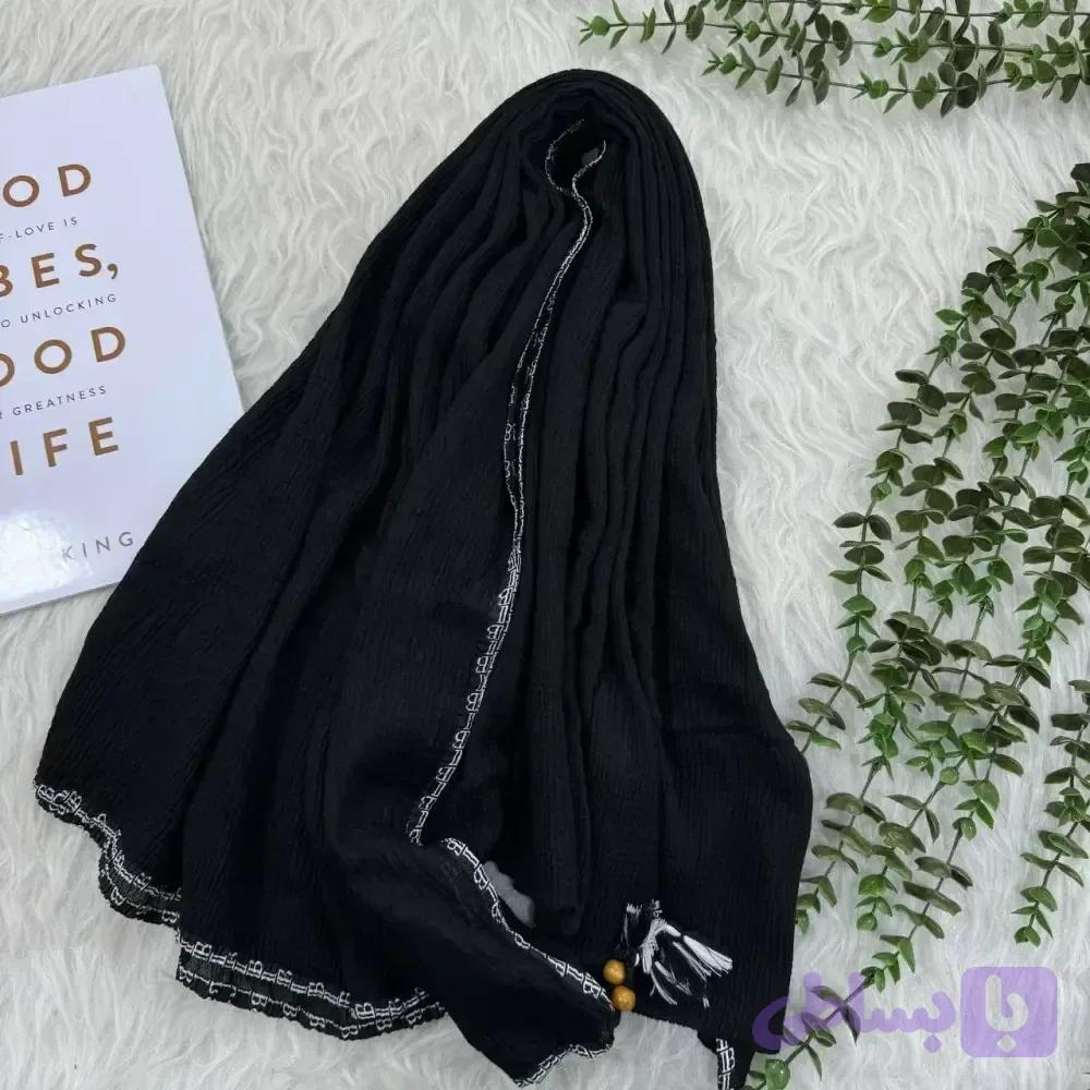 شال نخی بلک چری دور گان دوزی گد 949 قواره 220*80 سانت بدون آبرفت و چروک
