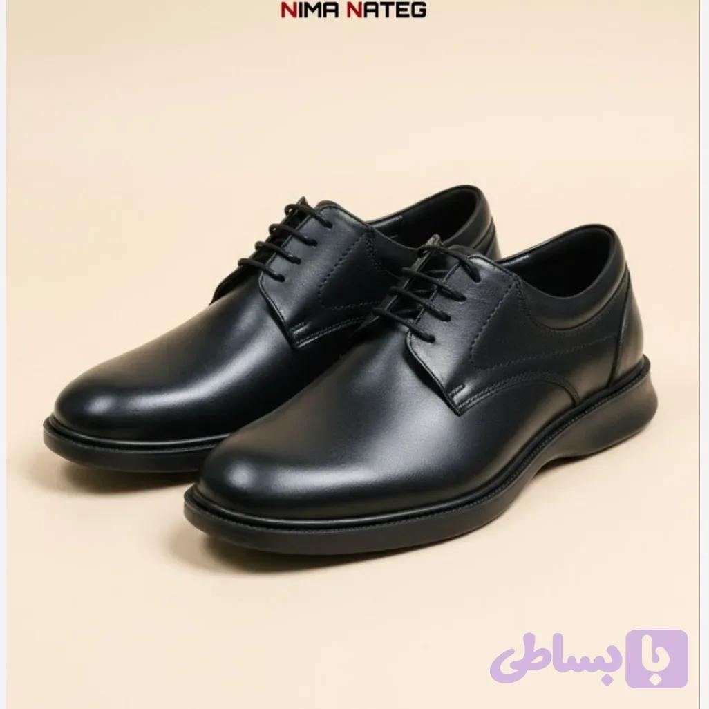 کفش چرم طبی مردانه مدل کیان بی بند چرم طبیعی زیره PU
