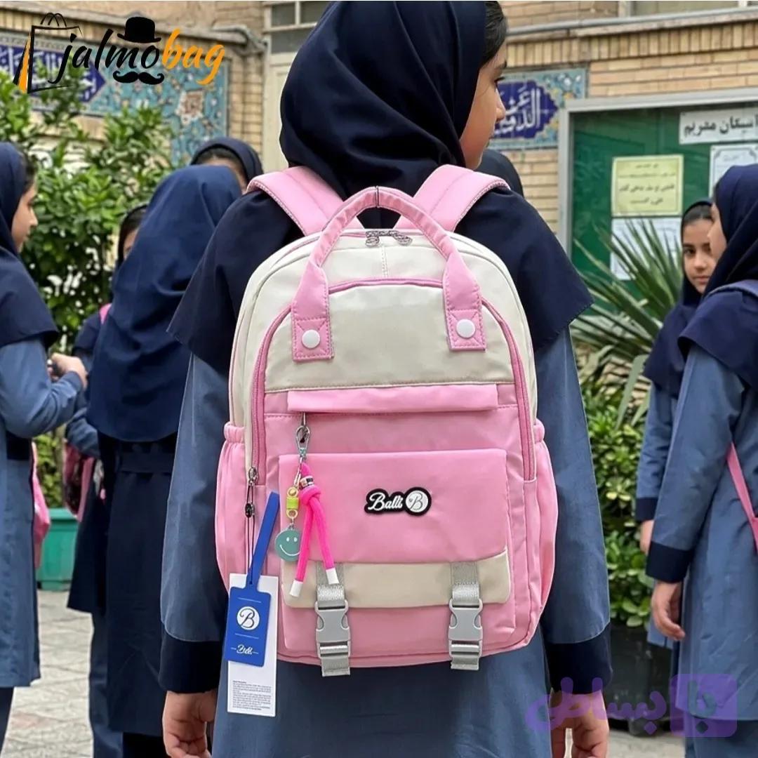 کوله پشتی مدرسه رنگی ضد آب مناسب دبستان و راهنمایی ارتفاع 40 سانتیمتر