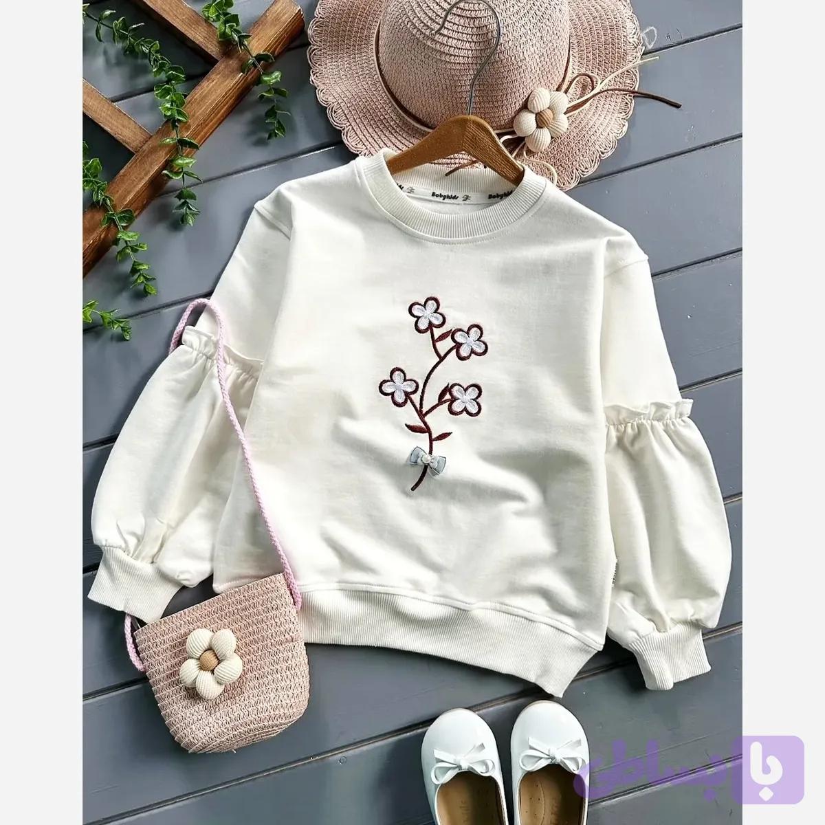 بلوز دورس دخترانه گلدوزی شده طرح چهارگل مناسب 2 تا 9 سال