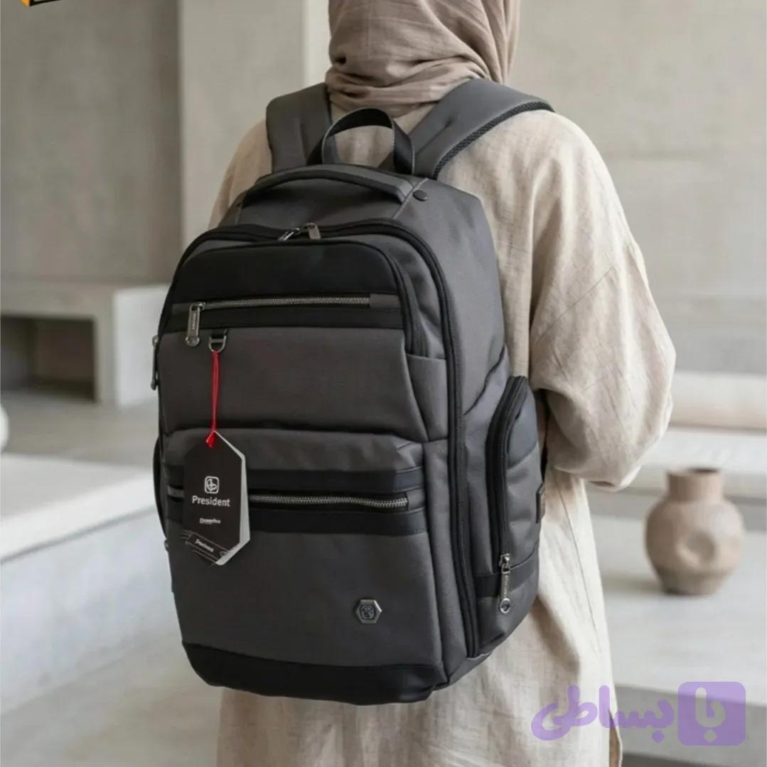 کوله پشتی وارداتی پرزیدنت ضد آب لپ تاپ پورت USB و تایپ C