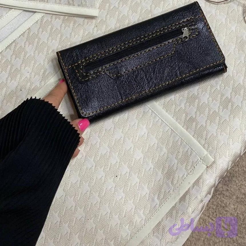 کیف پول و موبایل چرم سه لت مدل عطارد دست دوز با چرم خارجی درجه یک