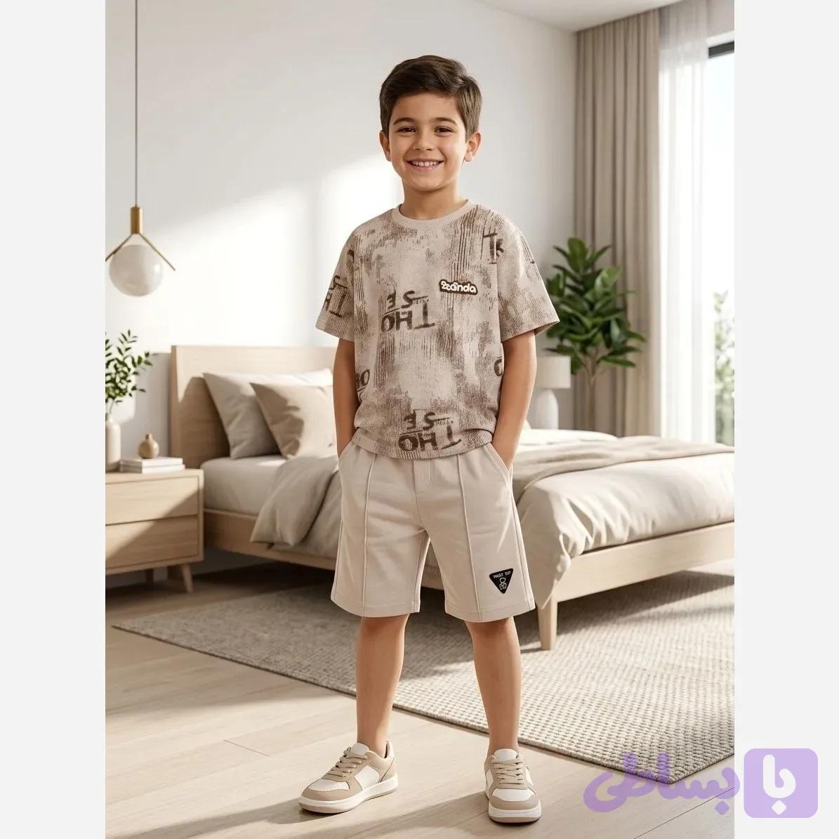 ست تیشرت و شلوارک پسرانه طرح پاندا سایز 1 تا 7 سال نخ پنبه