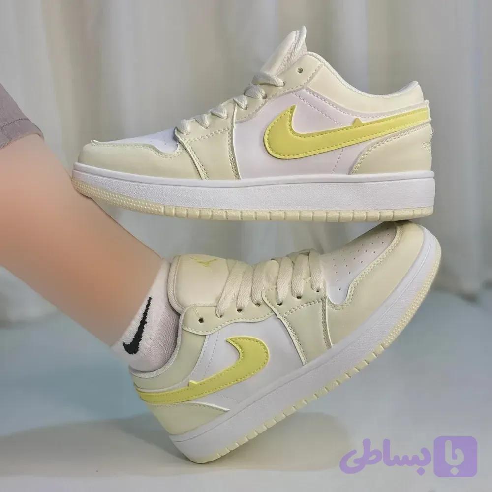 کتونی نایک ایر جردن 1 وارداتی سفید زرد