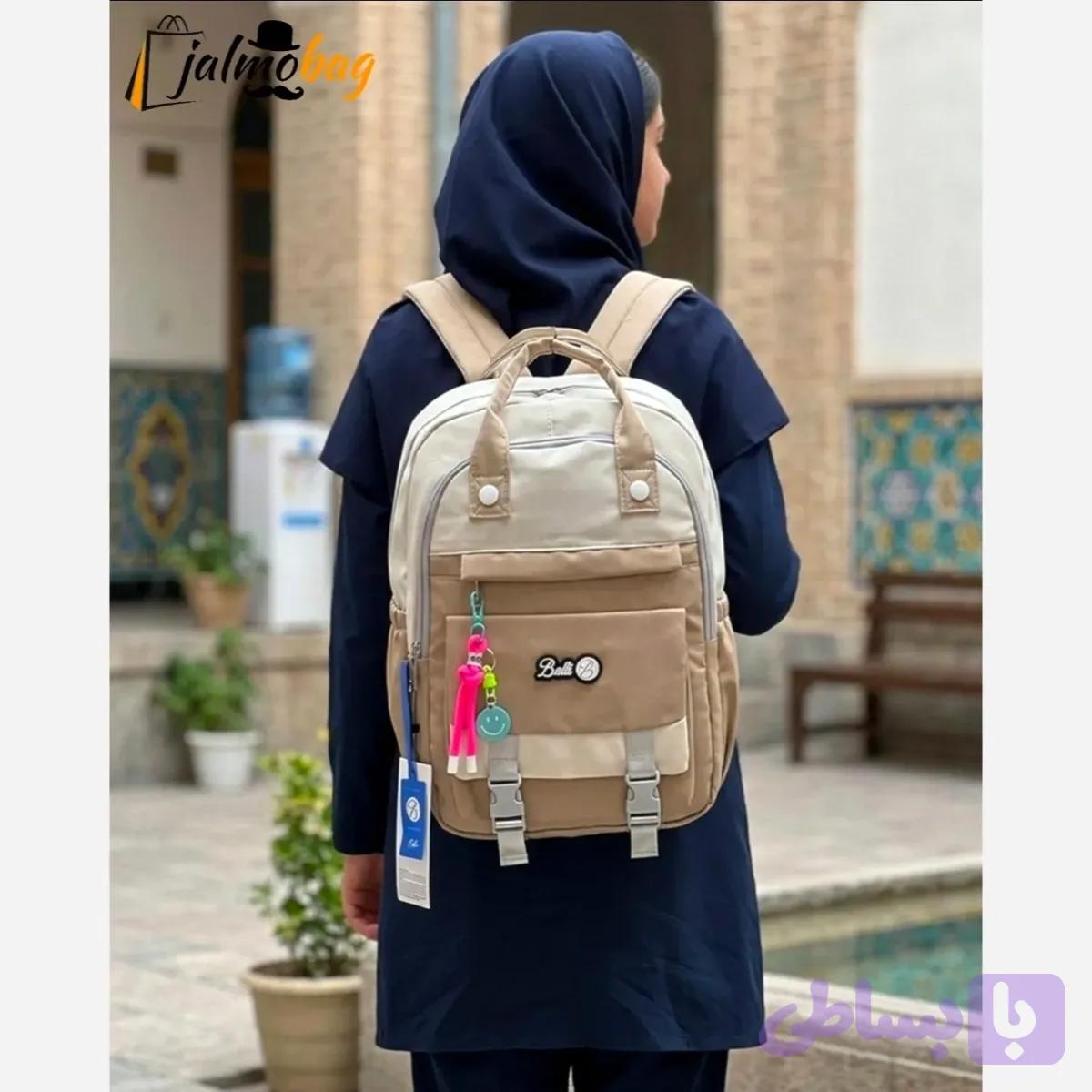 کوله پشتی مدرسه رنگی ضد آب مناسب دبستان و راهنمایی ارتفاع 40 سانتیمتر