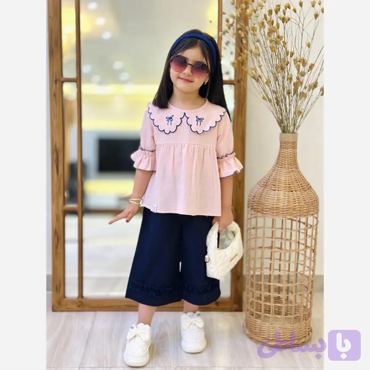 شلوار تک لینن کتان واید لگ دخترانه مناسب 2 تا 9 سال
