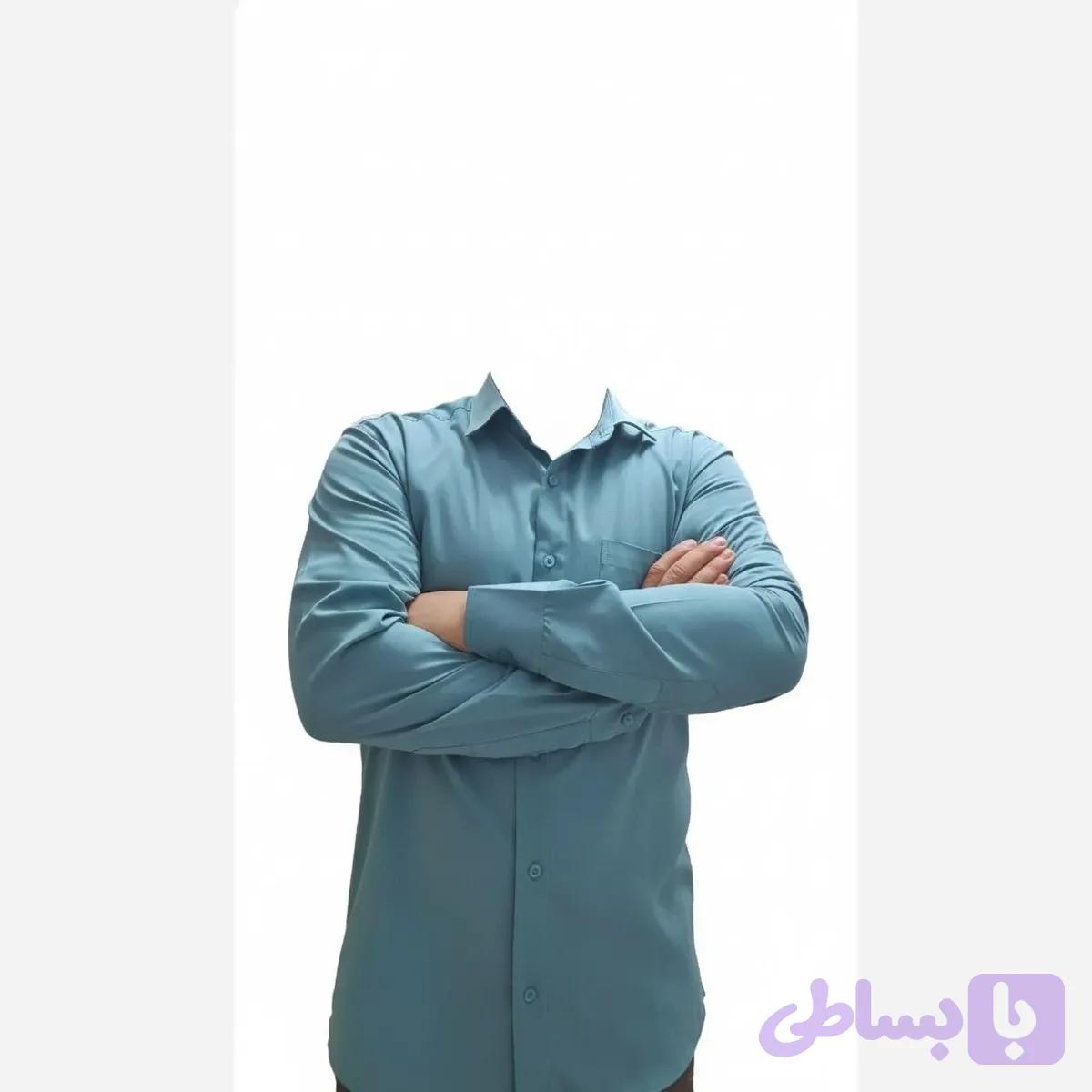 پیراهن مردانه و زنانه تترون قزاع کرهای رنگ زیتونی آستین بلند