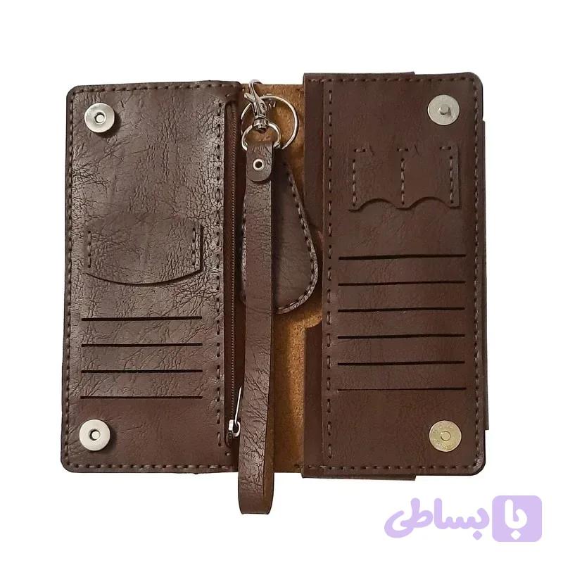کیف پول و موبایل چرم دستدوز دارای جاکارتی، محل سیمکارت، مموری و جاکلیدی مناسب آقایان و بانوان