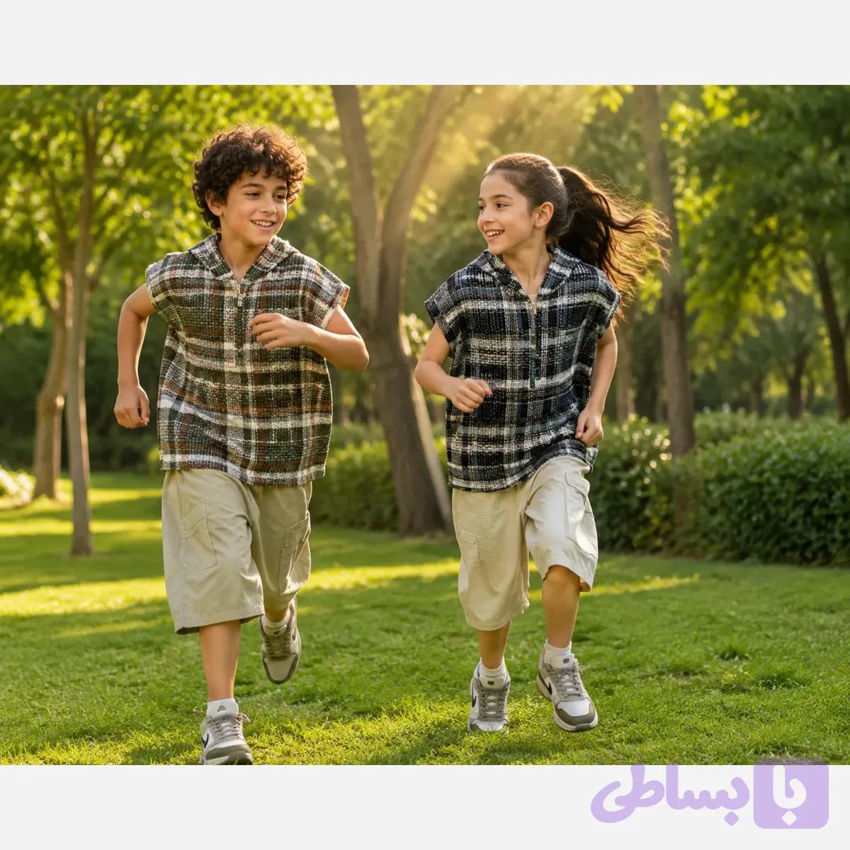 وست کلاهدار بچگانه و زنانه پارچه کنفی ترک تابستانه سایز 3 تا 14 سال