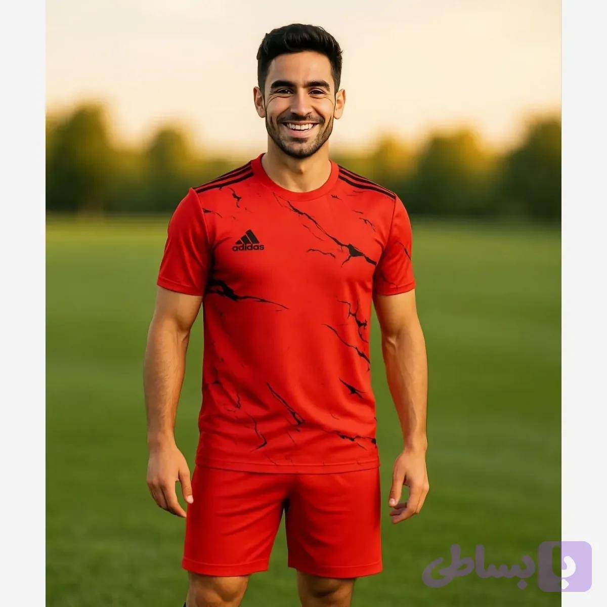 ست تیشرت و شورت ورزشی مردانه نخ فلامنت سوزنی ضد تعریق درجه یک
