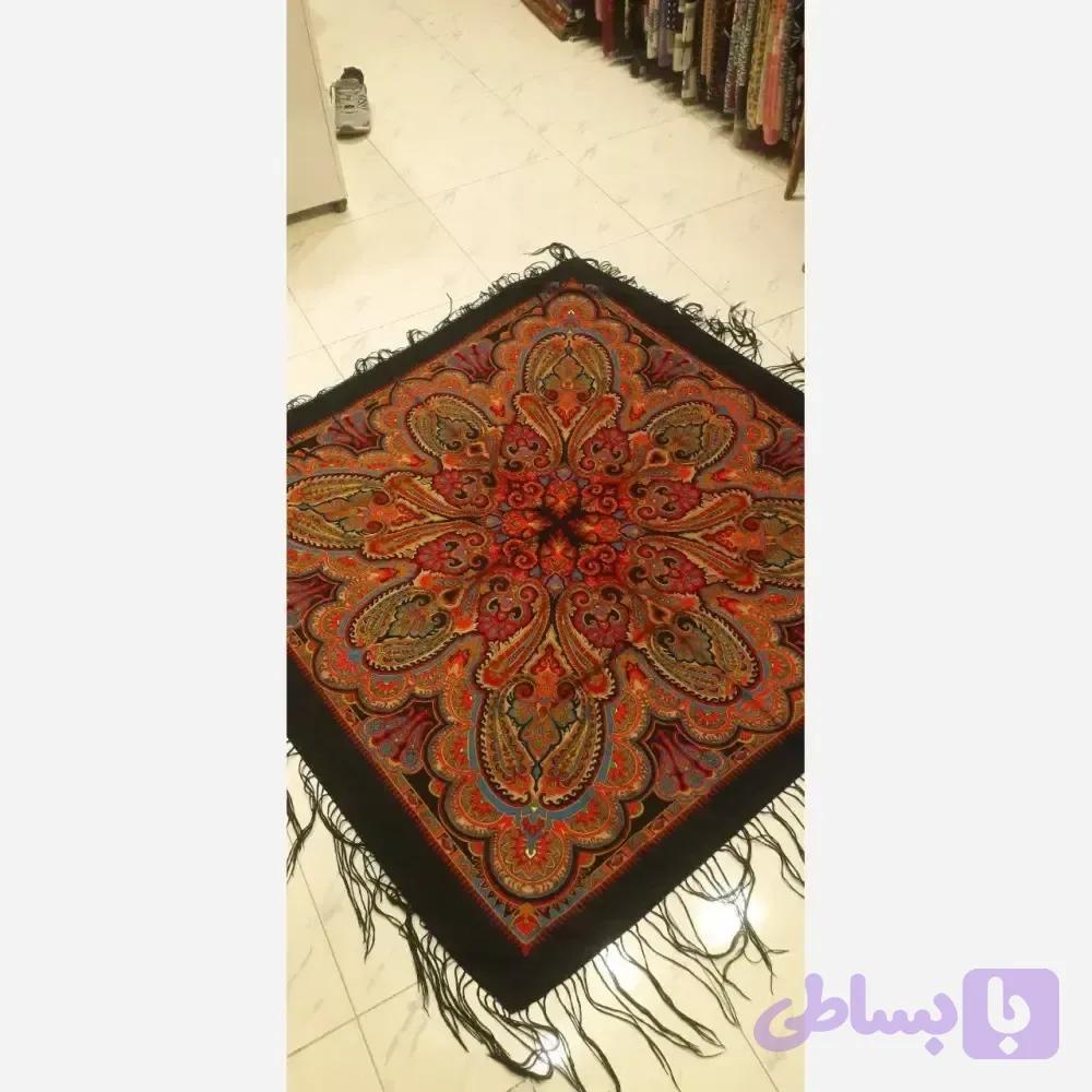 روسری ترکمنی پشمی اصل پاولوا پوساد مدل اتحاد قواره بزرگ