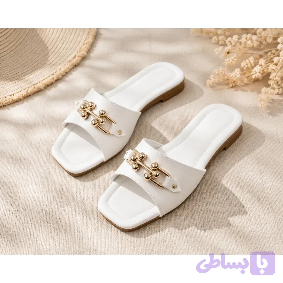 دمپایی زنانه روفرشی فانتزی مدل Roze با رویه چرم و زیره سبک