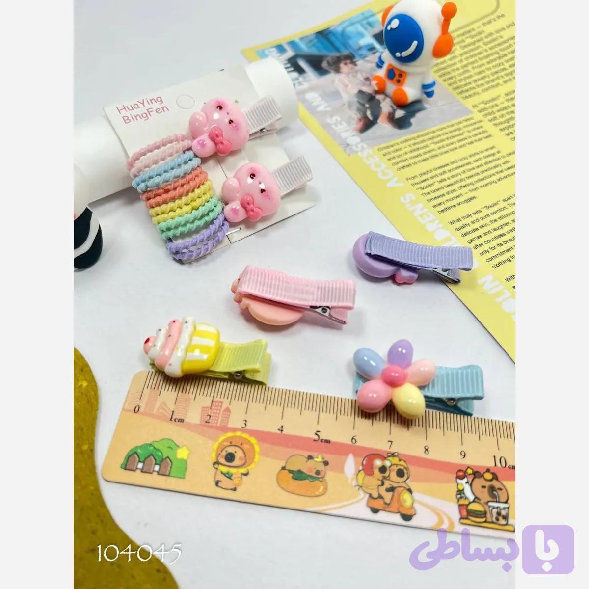 پک کش و گیره مو دخترانه (12 عدد کش و 2 عدد گیره انبری)