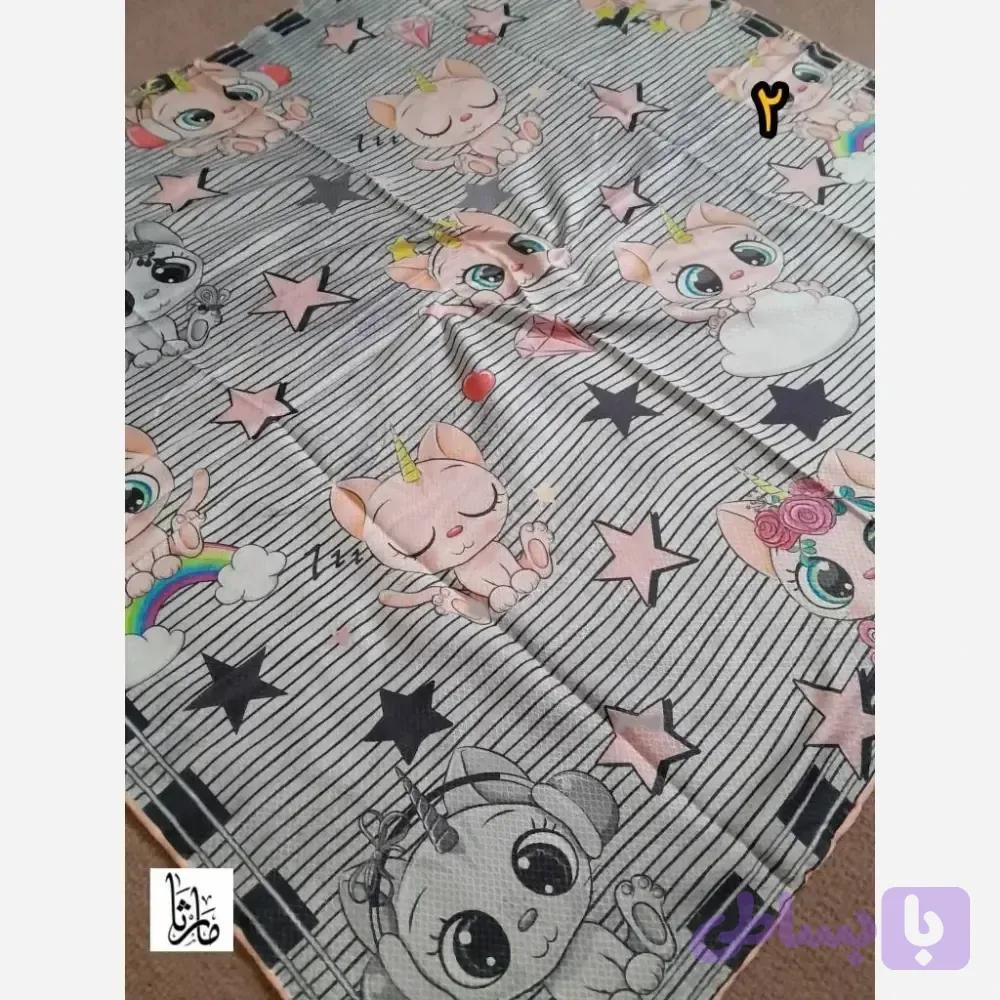 روسری سوپرنخ دخترانه دست دوز قواره 100 سانت فانتزی