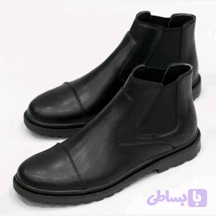 نیم بوت مردانه چرم وارداتی درجه یک مشکی بارثاوا