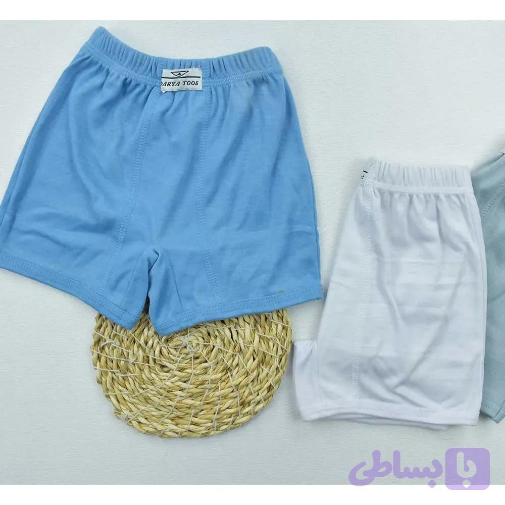 شورت پسرانه پاچه دار پنبه ای ساده سایز 7 تا 8 سال