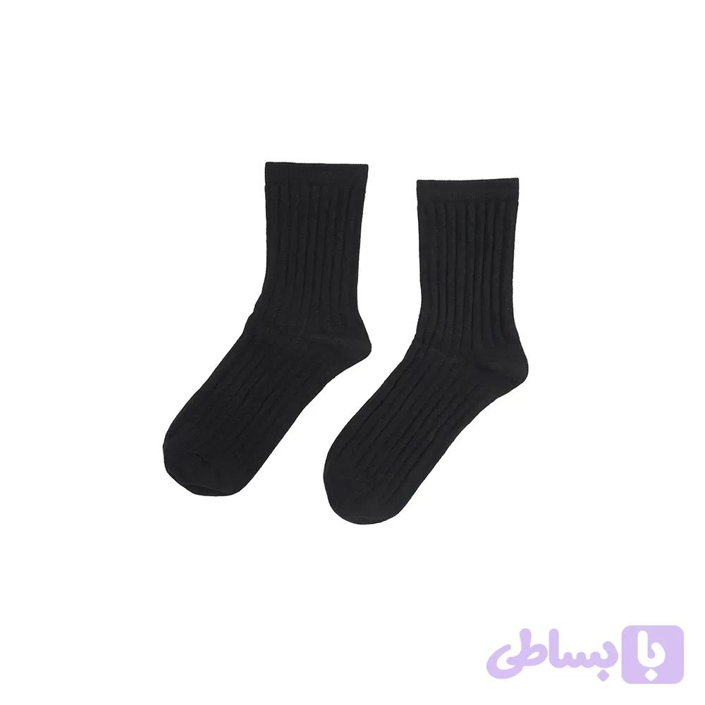 جوراب ساقدار زنانه طرح کبریتی نخ پنبه فری سایز