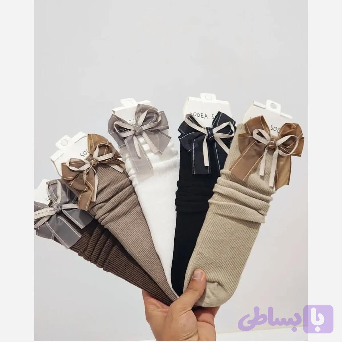 جوراب ساق بلند مجلسی پاپیونی دخترانه مناسب 3 تا 7 سال