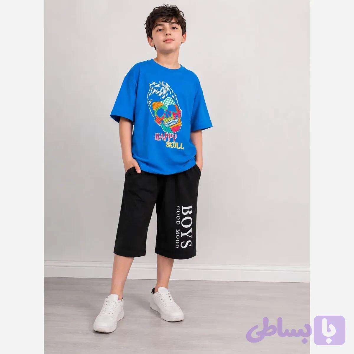 ست بلوز و شلوارک اسپرت لش پسرانه و دخترانه نخی پنبهای مناسب 9 تا 12 سال