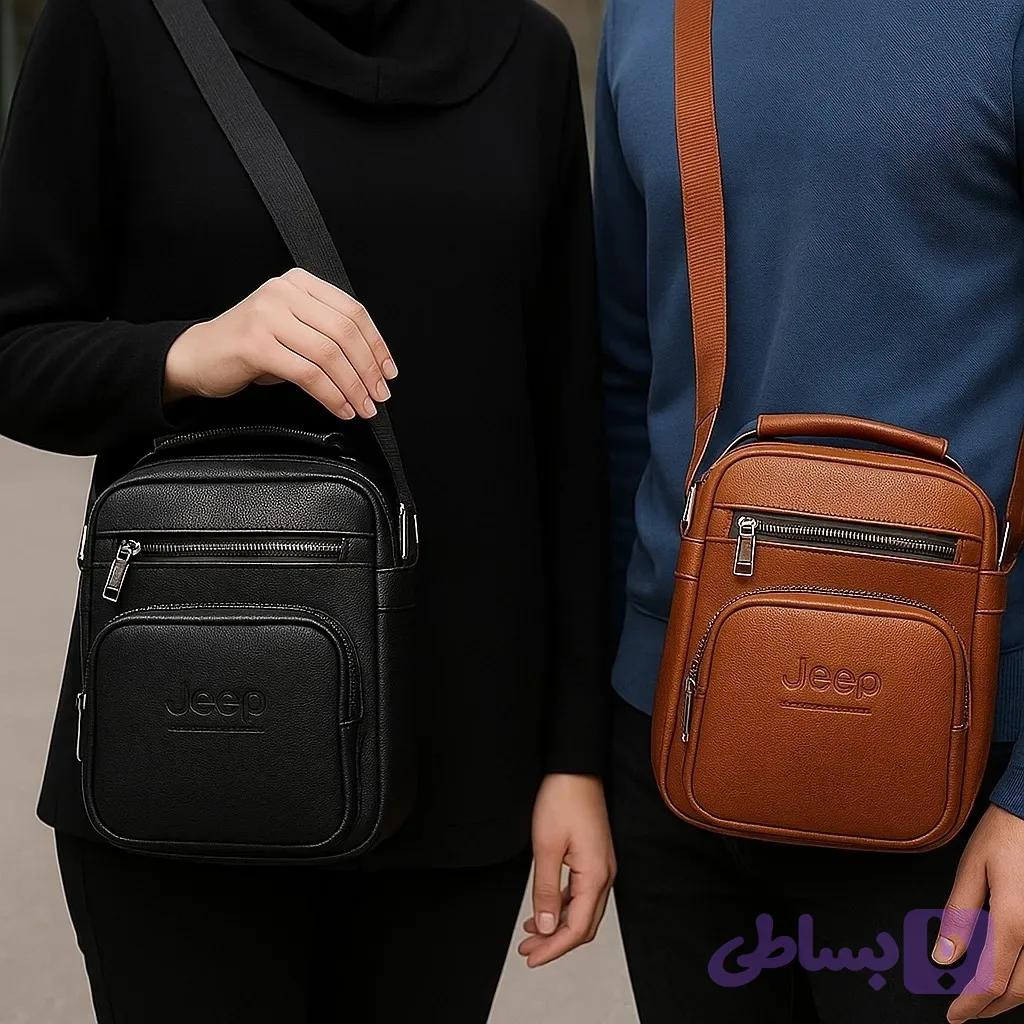 کیف دوشی جیپ مدل 5 زیپ سایز بزرگ چرم صنعتی سوگو زنانه و مردانه